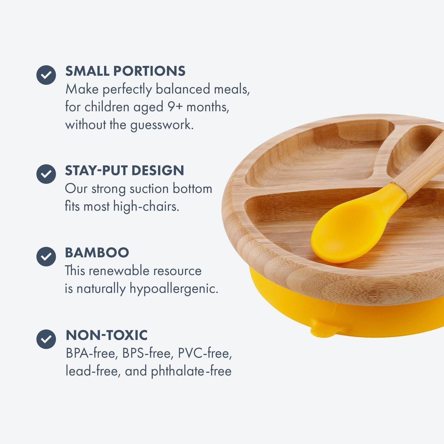 Bamboo Baby Plate with Suction + Spoon