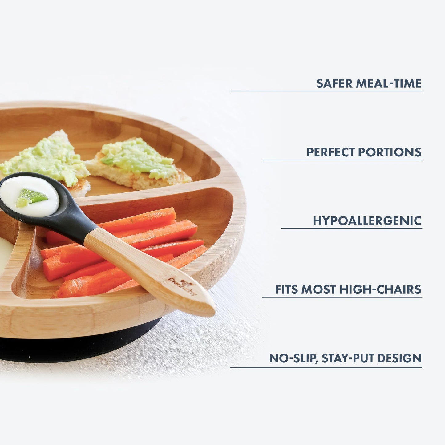 Bamboo Toddler Plate with Suction + Spoon