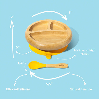 Bamboo Baby Plate with Suction + Spoon