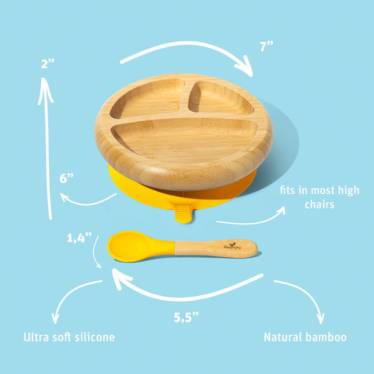 Bamboo Baby Plate with Suction + Spoon
