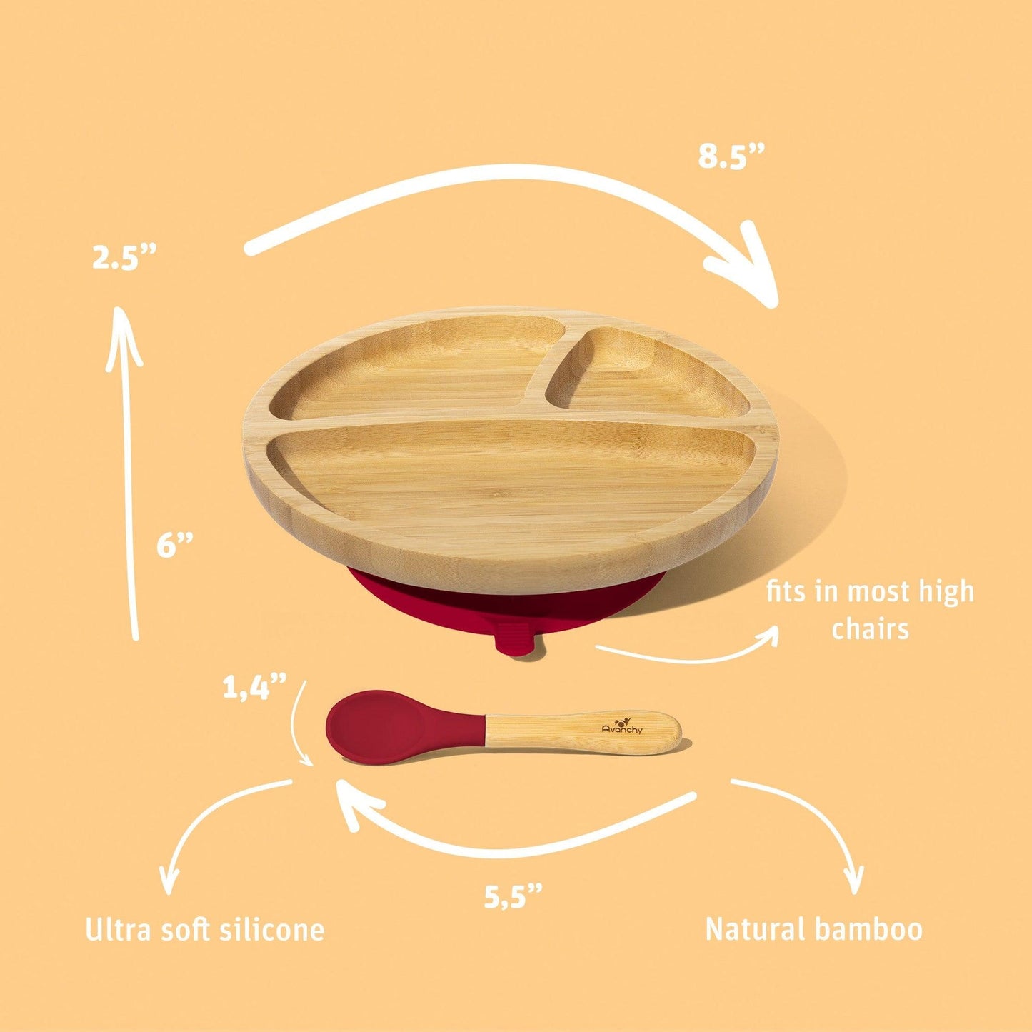 Bamboo Toddler Plate with Suction + Spoon