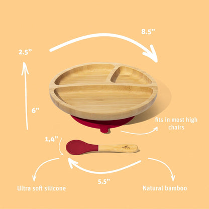 Bamboo Toddler Plate with Suction + Spoon