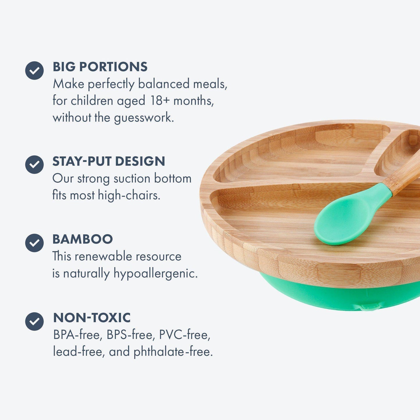 Bamboo Toddler Plate with Suction + Spoon