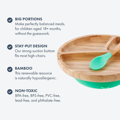 Bamboo Toddler Plate with Suction + Spoon