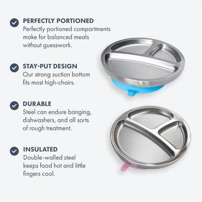 Baby Stainless Steel Round Divided Plate | Big