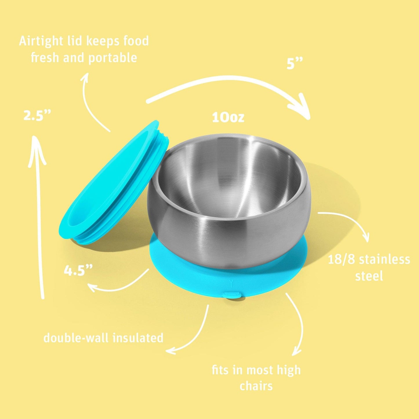 Stainless Steel Baby Suction Bowl with Lid
