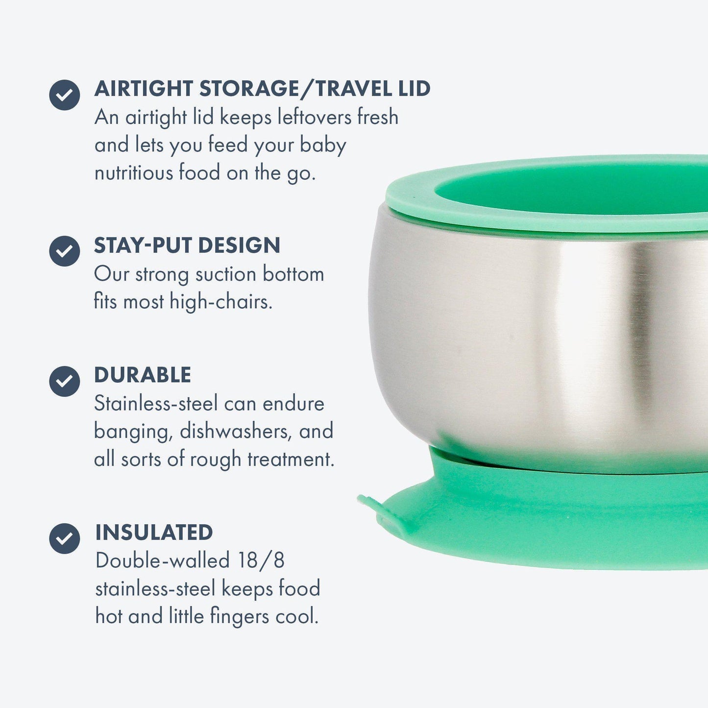 Stainless Steel Baby Suction Bowl with Lid